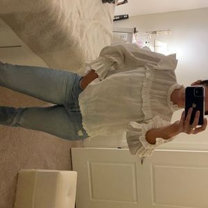 ISABEL MARANT ÉTOILE Ted Ruffled Linen Blouse In White